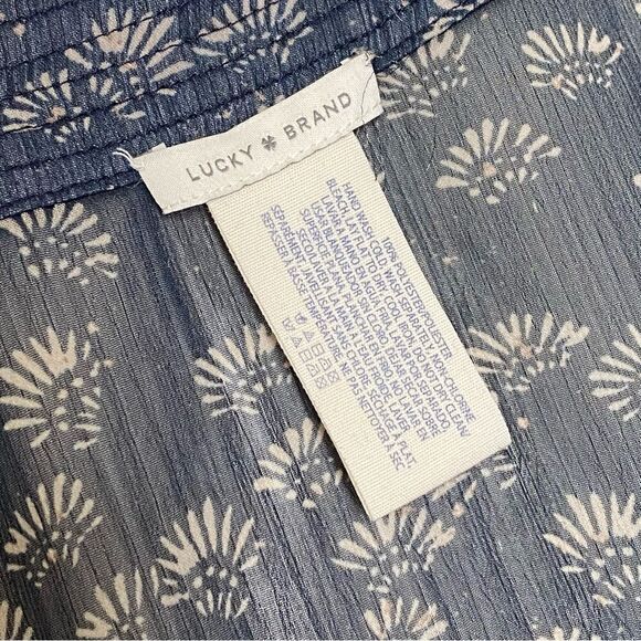 Lucky Brand Swim Kimono Coverup Navy Cream Vacation Beach Sheer - Picture 4 of 9